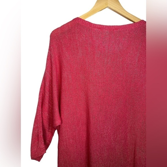067. Soft SURROUNDINGS S-M Oversized Pink Metallic Knit Slouchy Pockets Dress - Picture 4 of 11